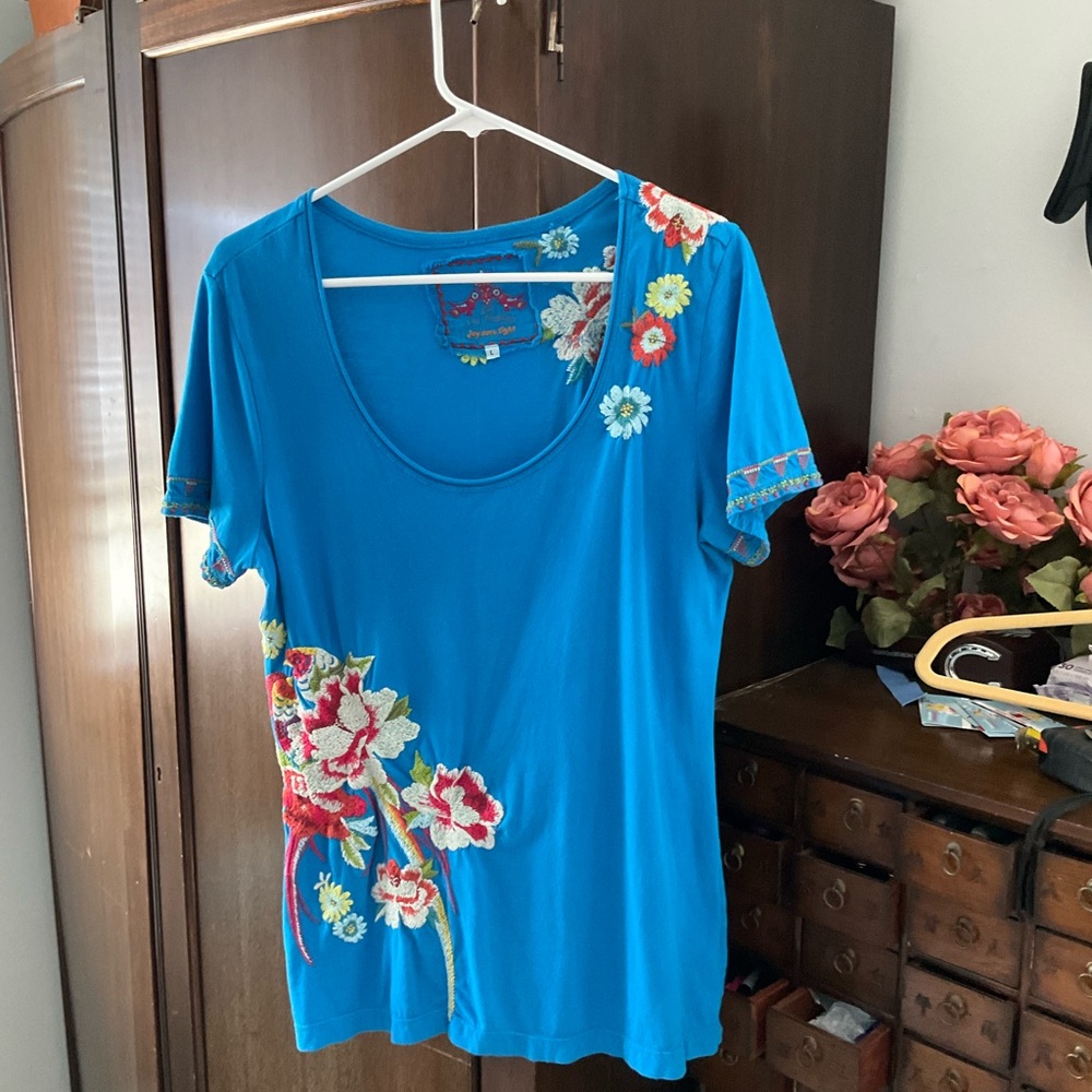 Embroidered Blue Blouse